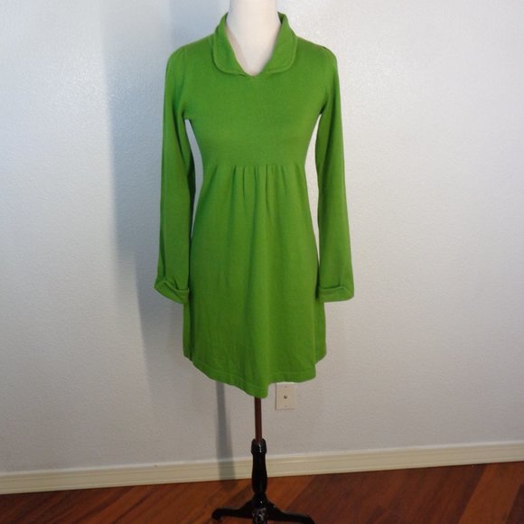 Tyler Boe Green Sweater Dress sz Small Cotton Cashmere blend bright color! - Picture 3 of 6